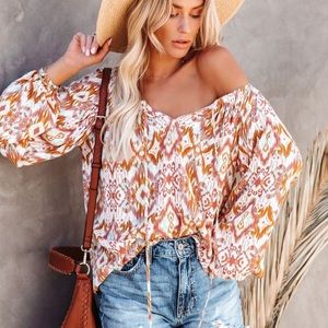 Sold out! DIONDRA PRINTED PEASANT TOP - CLAY